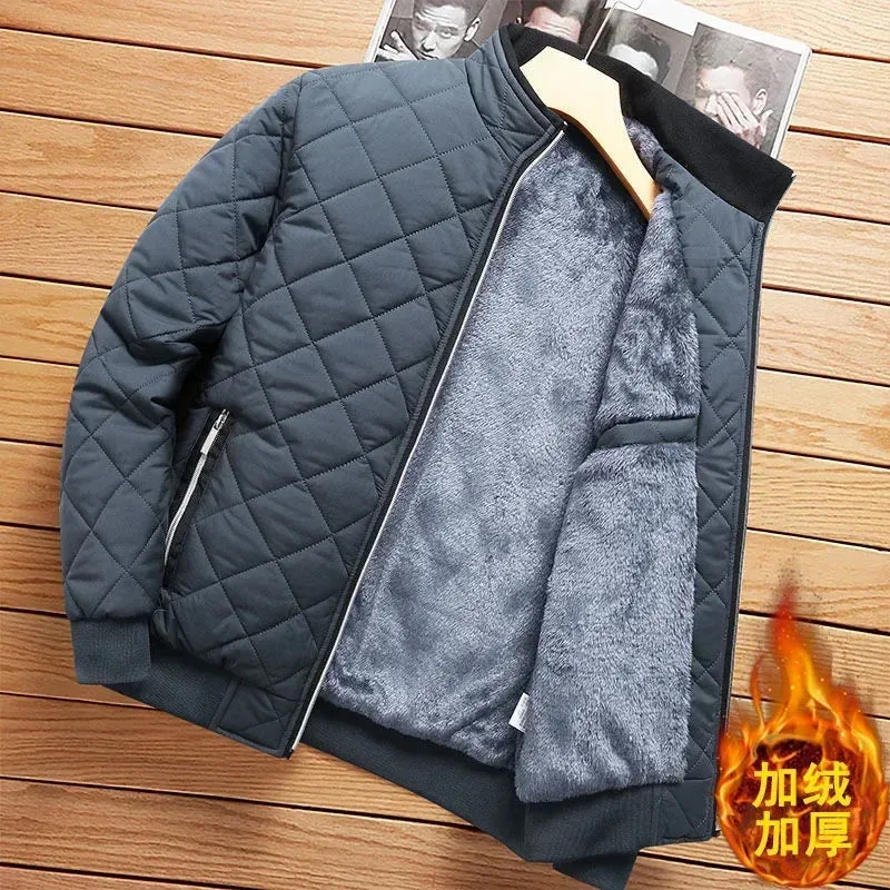 2024 Men's Thick Warm Bomber Jacket Coats Autumn Winter Fleece Lined Casual Jacket for Men Slim Fit Winter Clothing Parkas 5XL