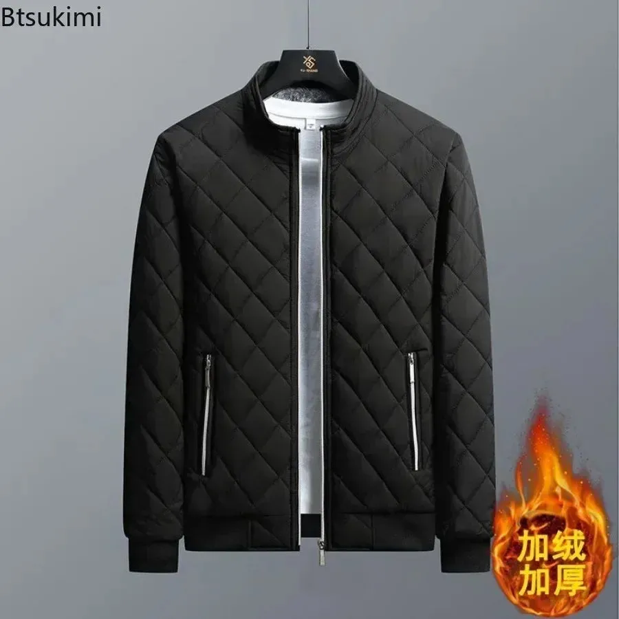 2024 Men's Thick Warm Bomber Jacket Coats Autumn Winter Fleece Lined Casual Jacket for Men Slim Fit Winter Clothing Parkas 5XL
