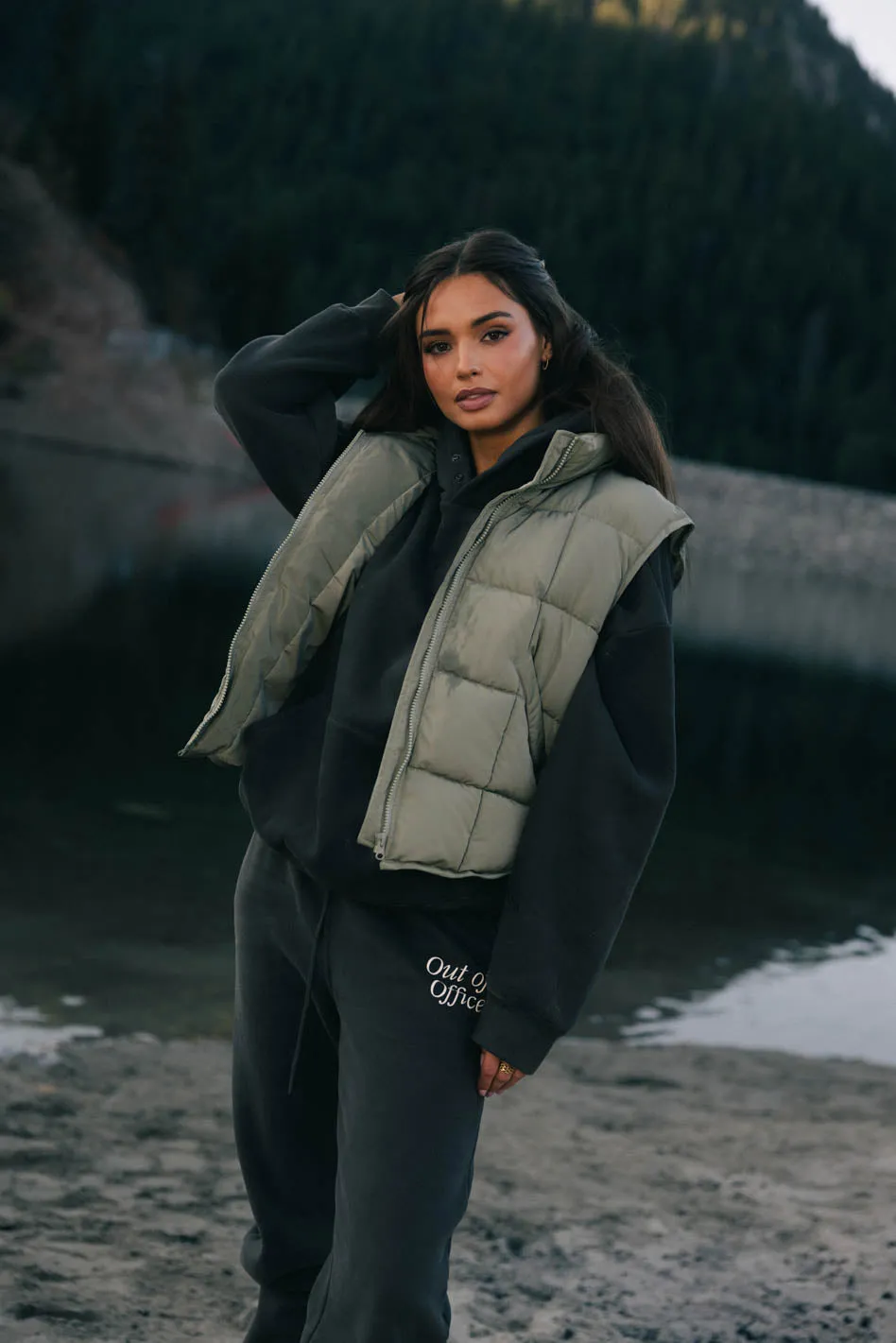 Bellese Quilted Puffer Vest in Olive - FINAL SALE