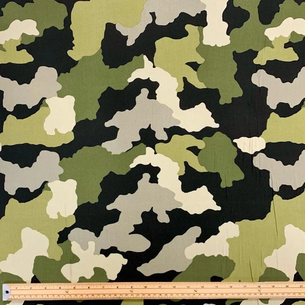 Camo Print Viscose Challis Fabric
