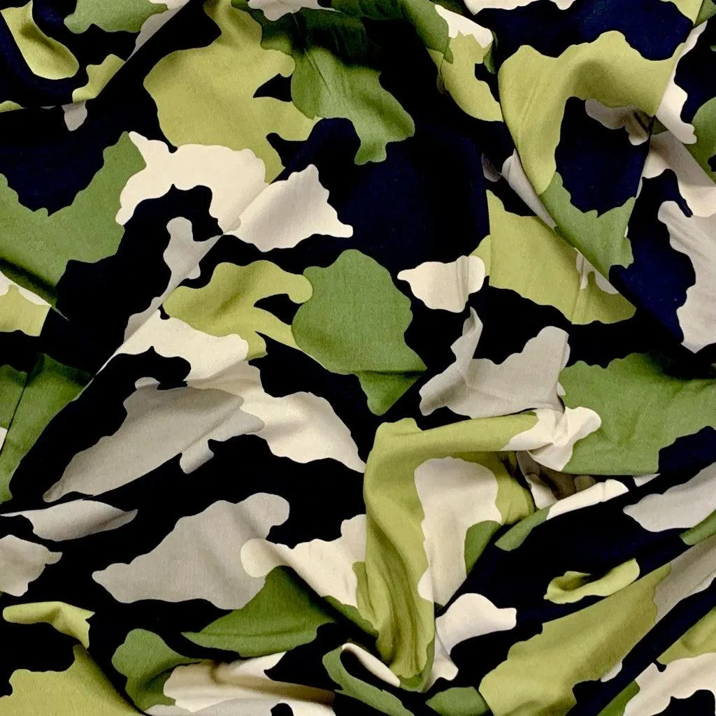 Camo Print Viscose Challis Fabric