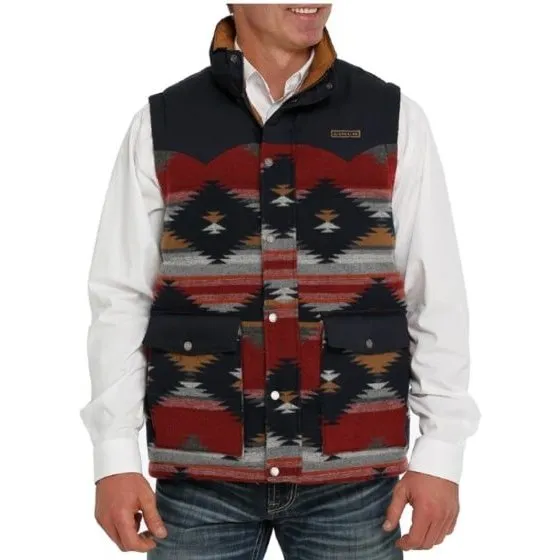 Cinch Men’s Vest Aztec Wool Snap & Zipper