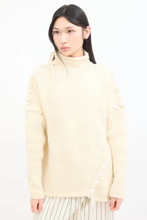 Cream Wool Kaneta Whip Stitch Sweater