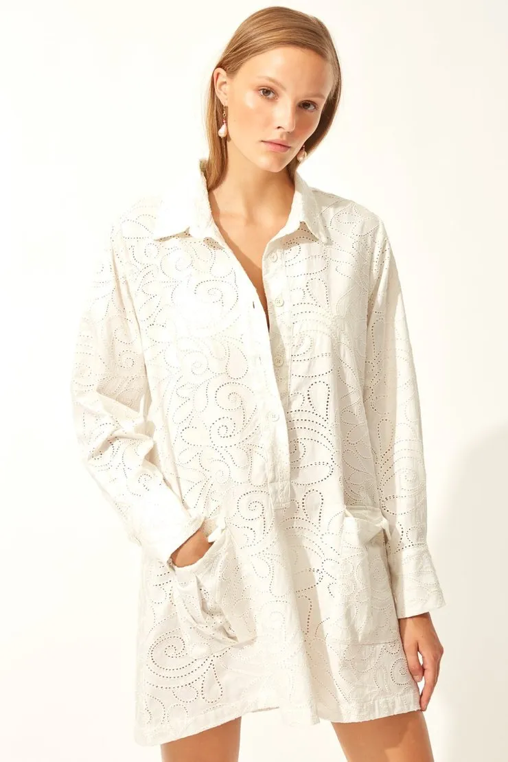 Eyelet Shirt Dress