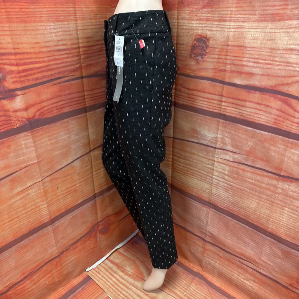 LOFT BLACK WHITE PATTERN PANTS SZ 0 NWT TCC
