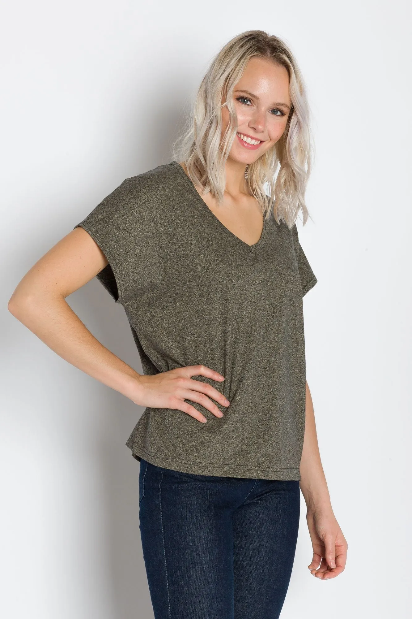 Marigold | Women's V-Neck Grindle Jersey Top