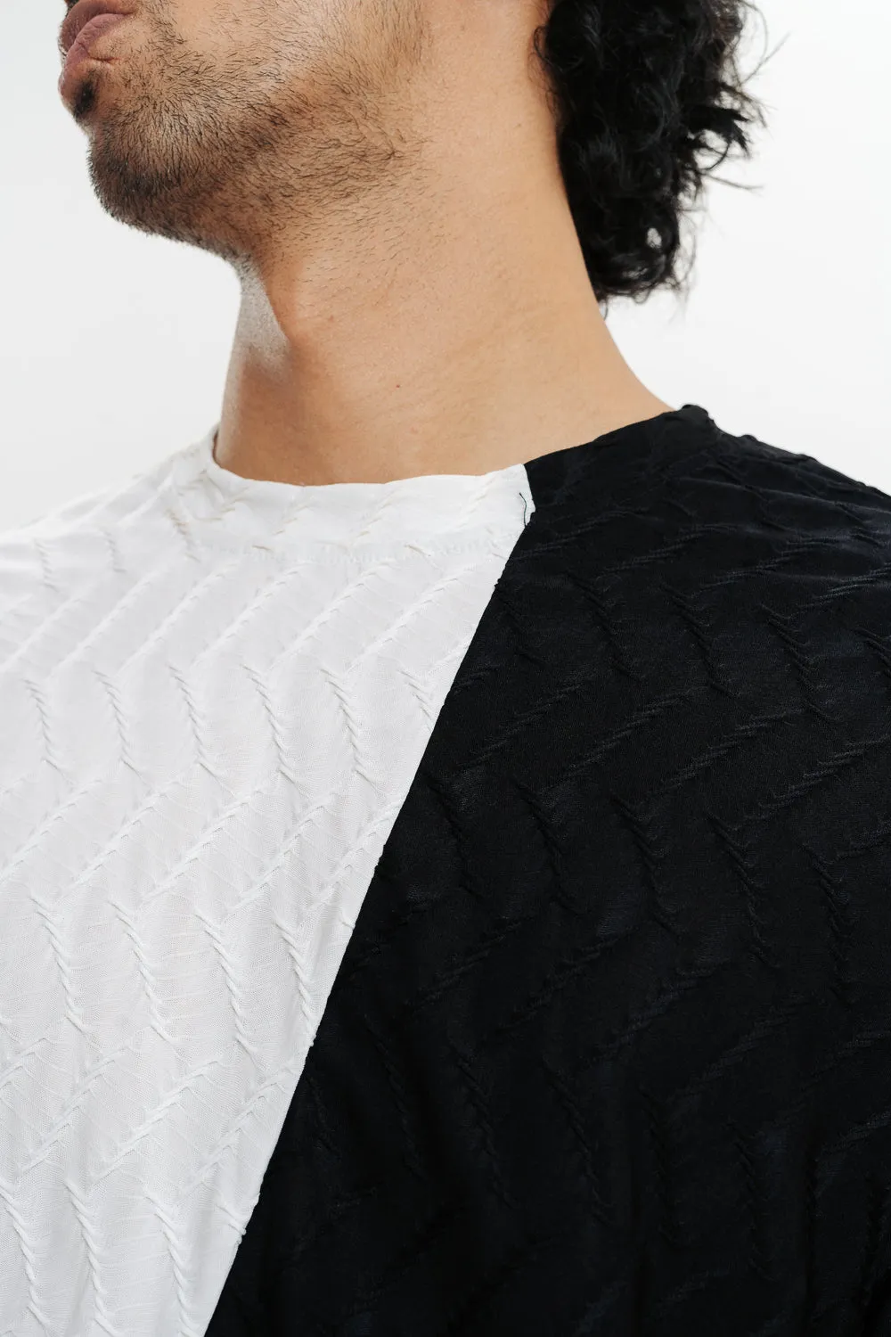 Men's Black White Textured T-Shirt