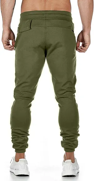 Muscularfit Mens Casual Pants Drawstring Stretch Zipper Pocket Sport Sweatpants Outdoor Fashion Skinny Running Fitness Pants