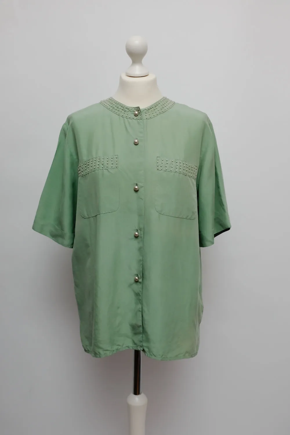 PURE SILK PEARL MINT VINTAGE SHIRT