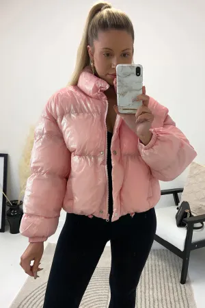 Reeya Pink Cropped Puffer Jacket