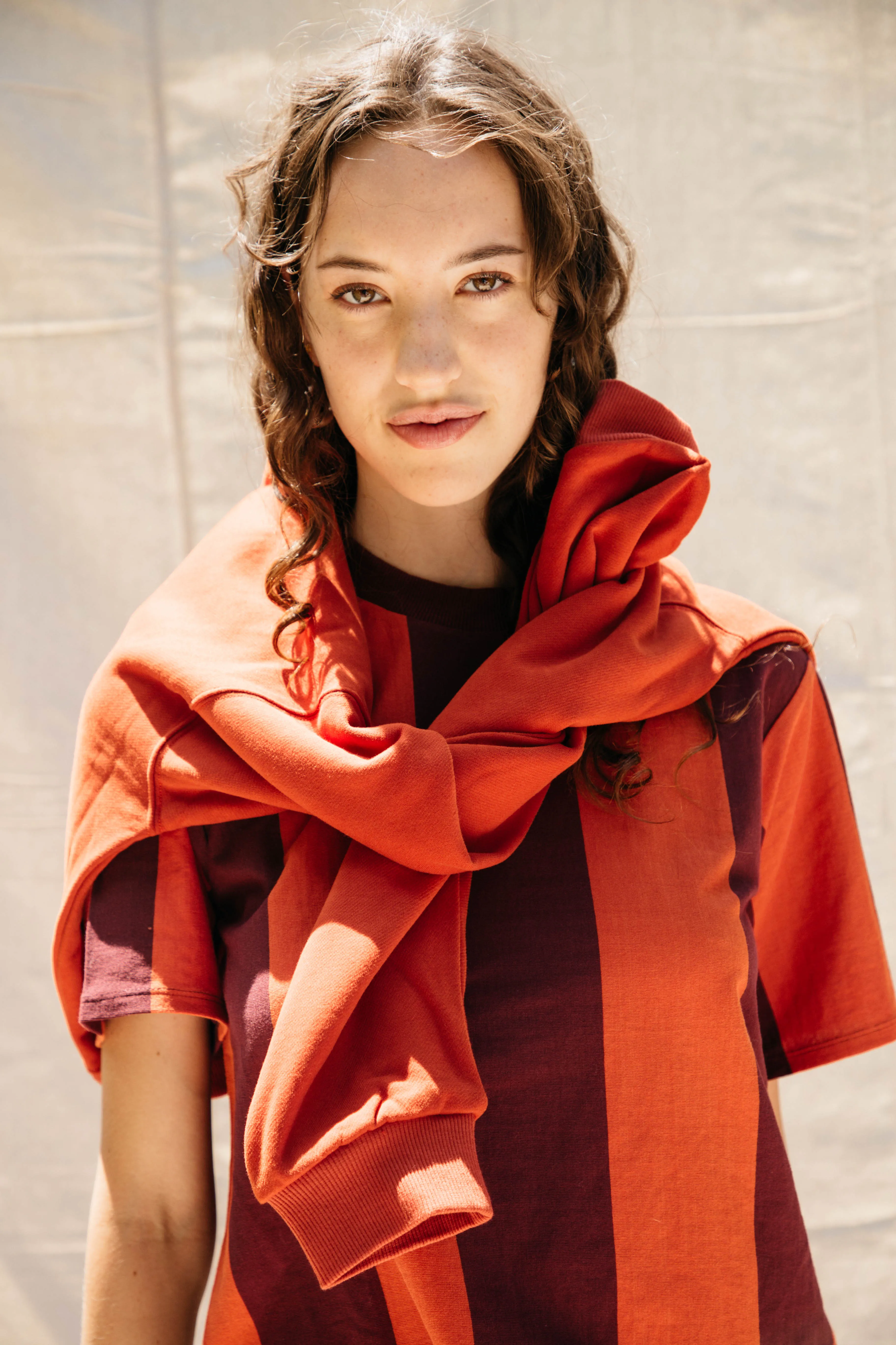Salma Striped Short Sleeve T - Tomato/Wine