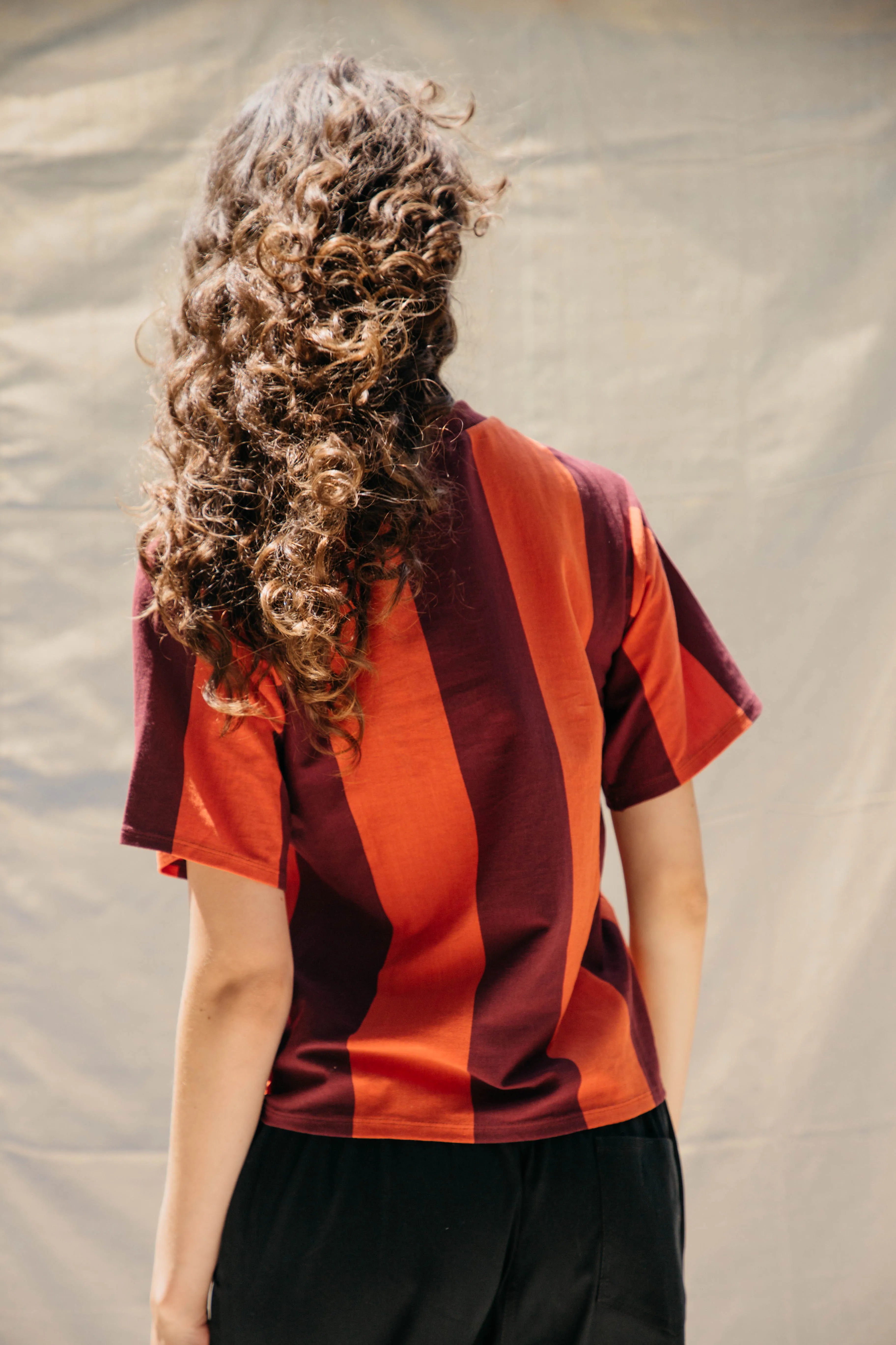 Salma Striped Short Sleeve T - Tomato/Wine