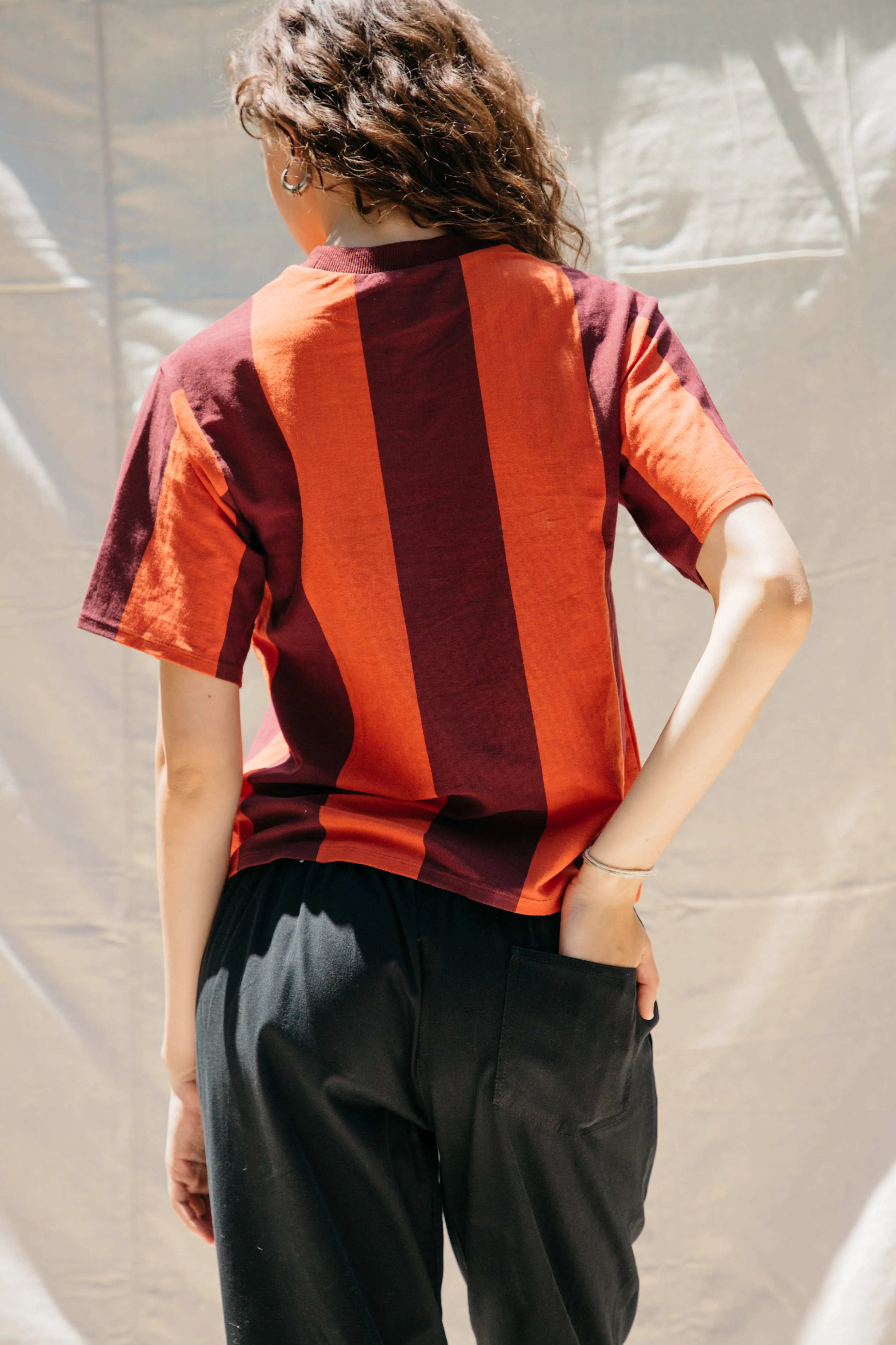 Salma Striped Short Sleeve T - Tomato/Wine