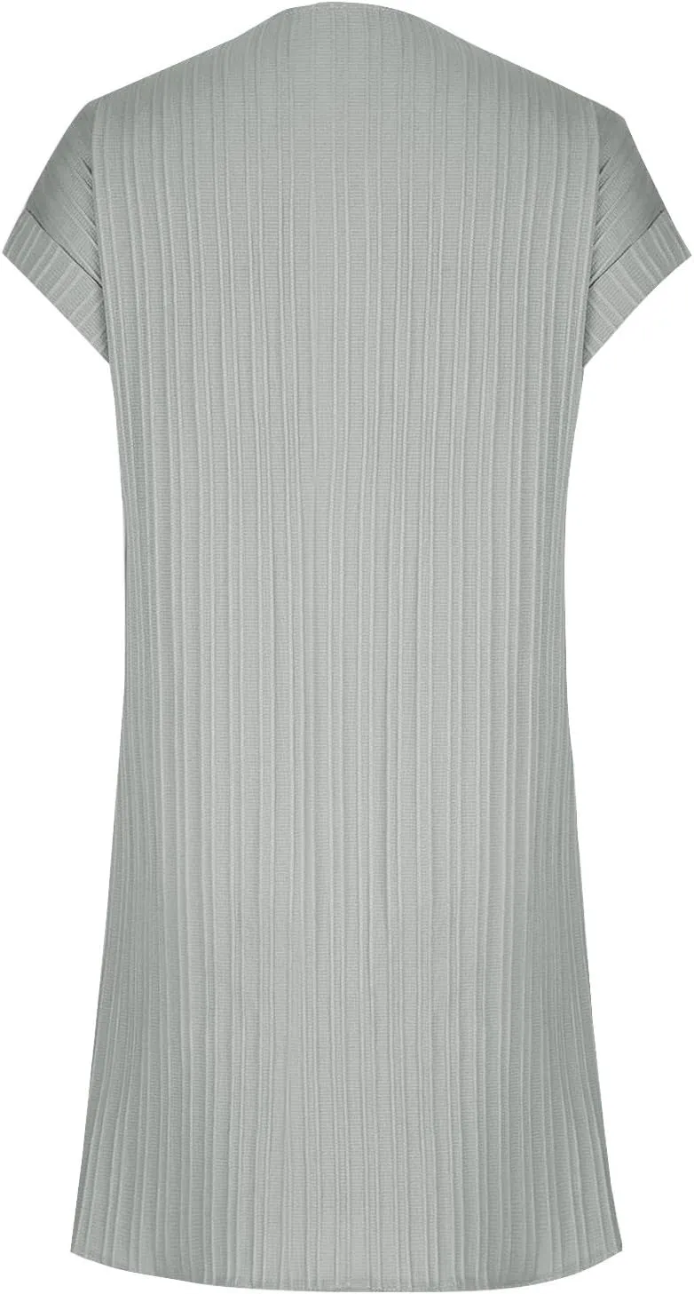 TARIENDY Womens Short Sleeve Dress Loose Fit V Neck Dresses Casual Summer Comfy Sundress Plain Beach Vacation Outfits 2025