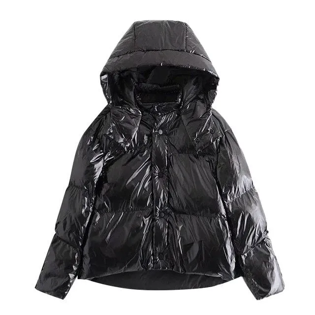 VINYL-EFFECT PUFFER JACKET
