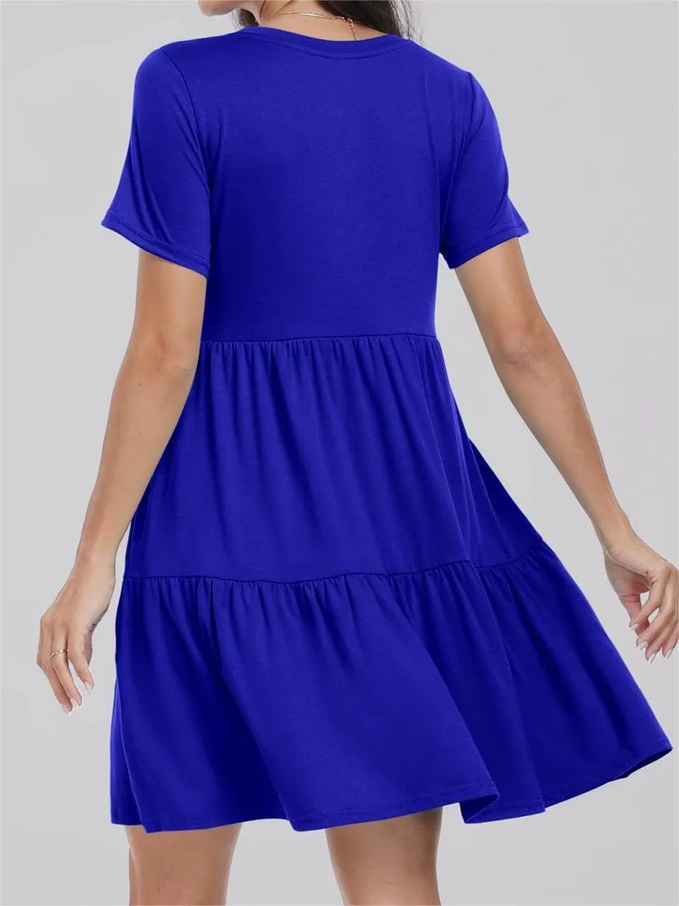 Wankang T Shirt Dresses for Women Summer Casual Short Sleeve Tiered Mini Tshirt Dresses Flowy Tunic Dress Beach Sundresses