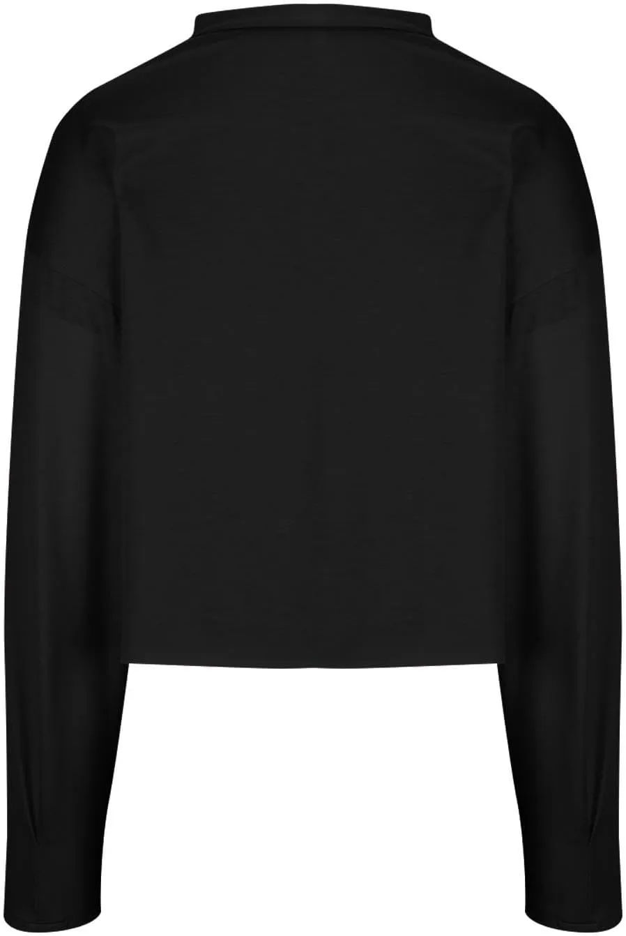 Womens Cropped Sweatshirts 2024 Fall Fashion Clothes Teen Girl Long Sleeve Oversized Crewneck Crop Pullover Tops