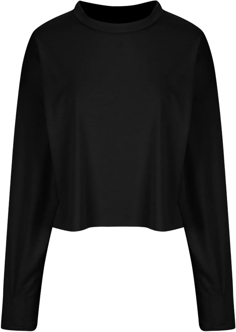 Womens Cropped Sweatshirts 2024 Fall Fashion Clothes Teen Girl Long Sleeve Oversized Crewneck Crop Pullover Tops