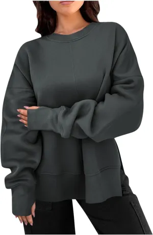 Womens Oversized Hoodies Fleece Thumb Hole Sweatshirts Long Sleeve Sweaters Pullover Fall Outfits with Pocket