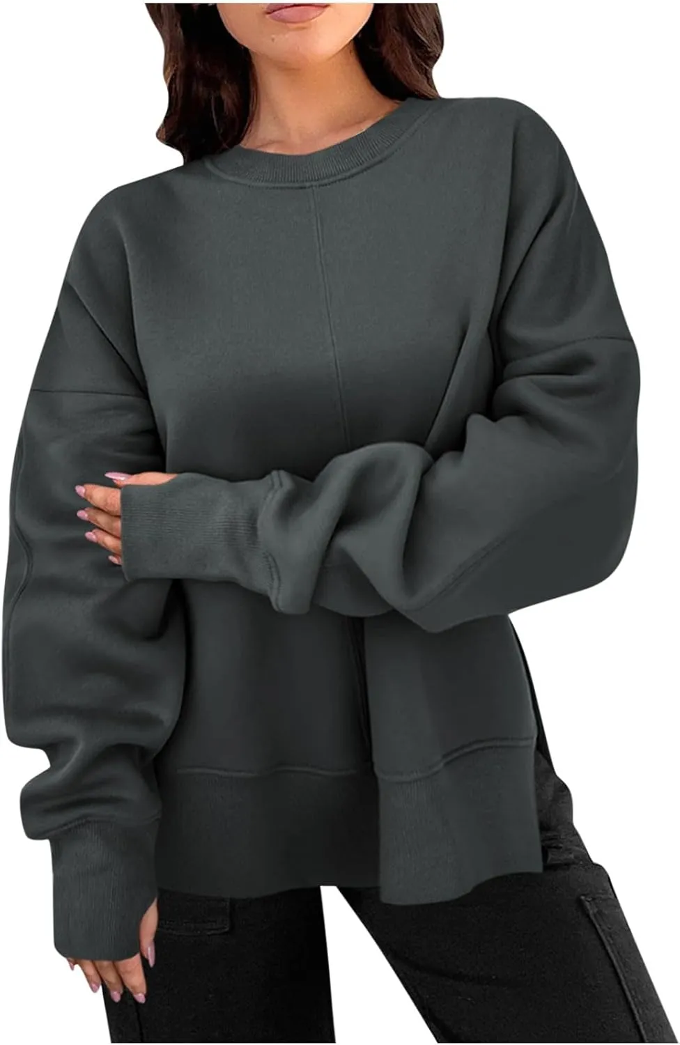 Womens Oversized Hoodies Fleece Thumb Hole Sweatshirts Long Sleeve Sweaters Pullover Fall Outfits with Pocket