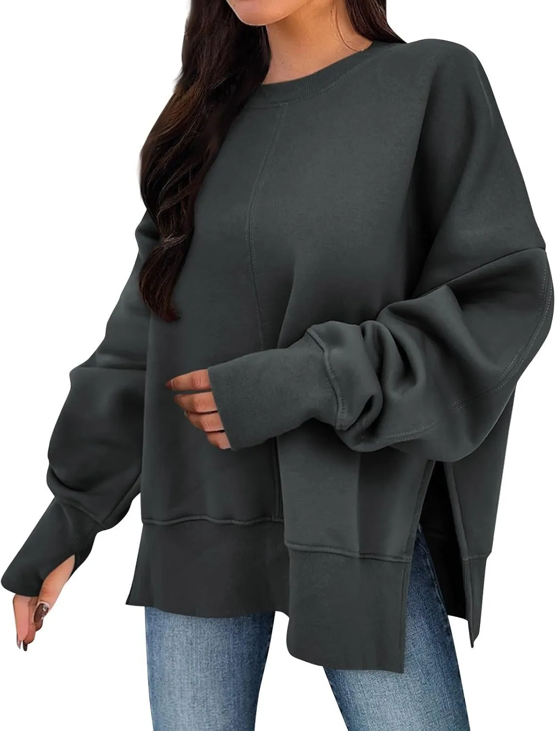 Womens Oversized Hoodies Fleece Thumb Hole Sweatshirts Long Sleeve Sweaters Pullover Fall Outfits with Pocket