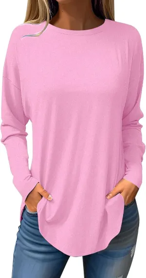 Womens Sweatshirt Crewneck Sweater Fleece Long Sleeve Pullover Tops Casual Tunic Tops for Women Loose Fit Shirts