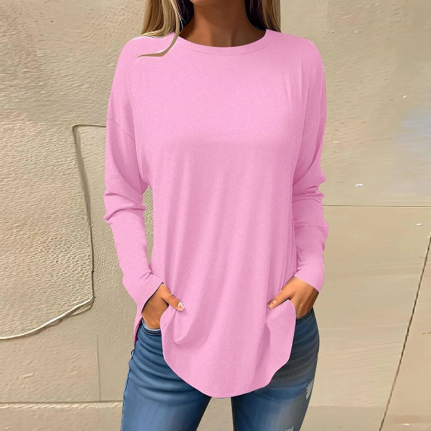 Womens Sweatshirt Crewneck Sweater Fleece Long Sleeve Pullover Tops Casual Tunic Tops for Women Loose Fit Shirts