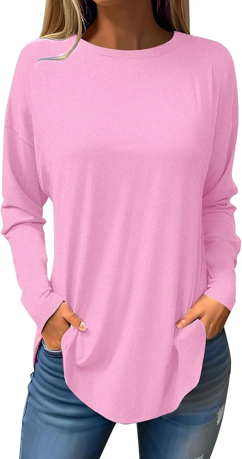 Womens Sweatshirt Crewneck Sweater Fleece Long Sleeve Pullover Tops Casual Tunic Tops for Women Loose Fit Shirts