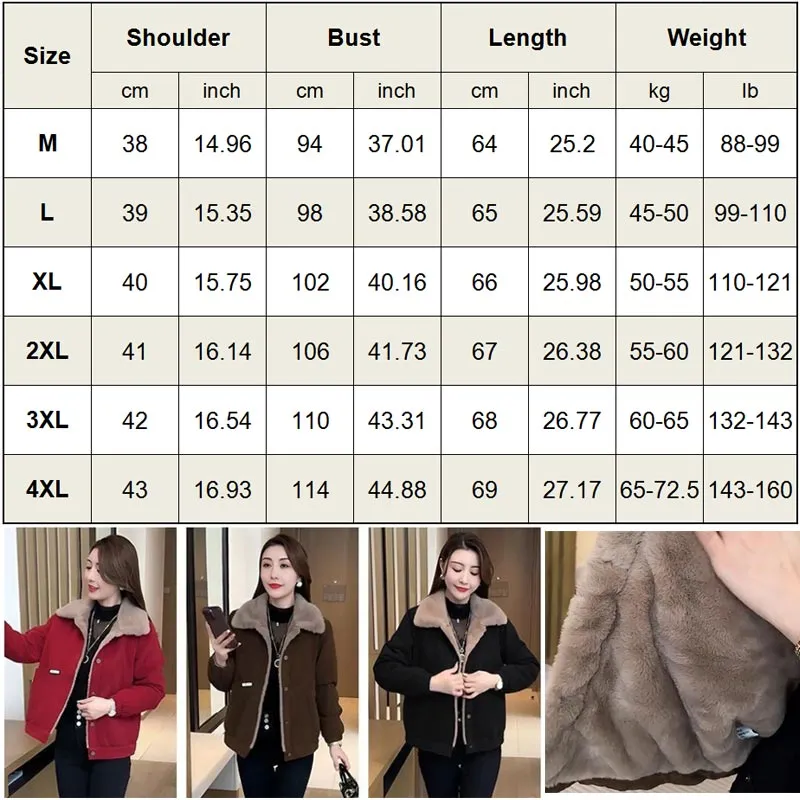 Womens Versatile Thickened Plush-lined Warm Parka Jacket