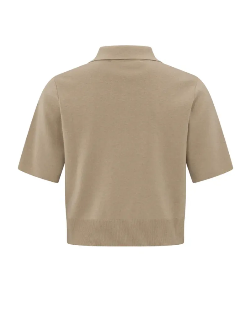 Yaya Humous Beige Short Sleeve Cardigan
