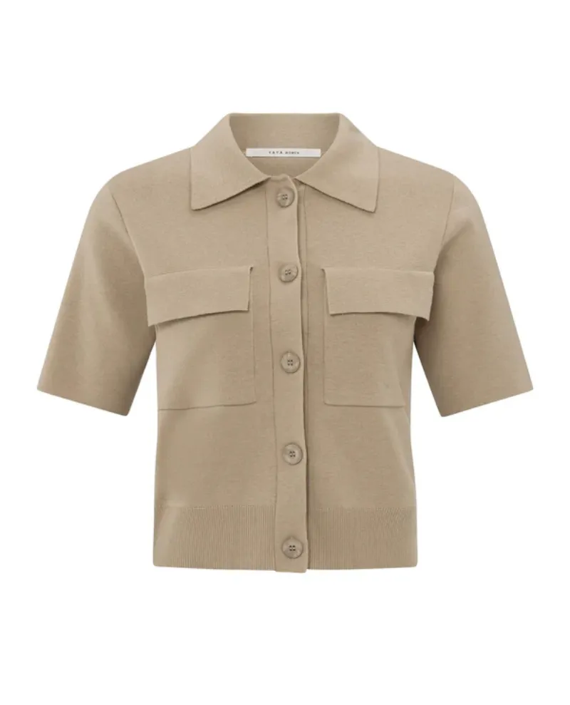 Yaya Humous Beige Short Sleeve Cardigan