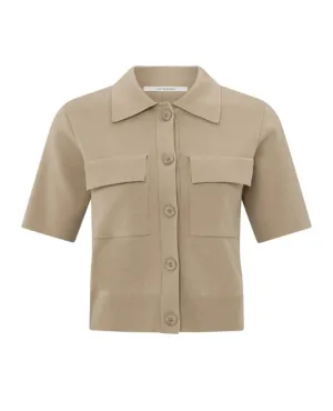 Yaya Humous Beige Short Sleeve Cardigan